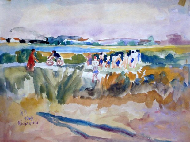 Colonie de vacances à Palavas, 1949, gouache