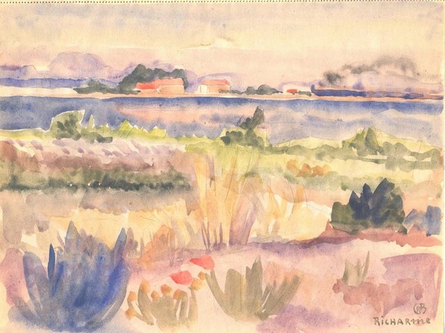 Chemin de halage, 1947, carnet n°2, gouache