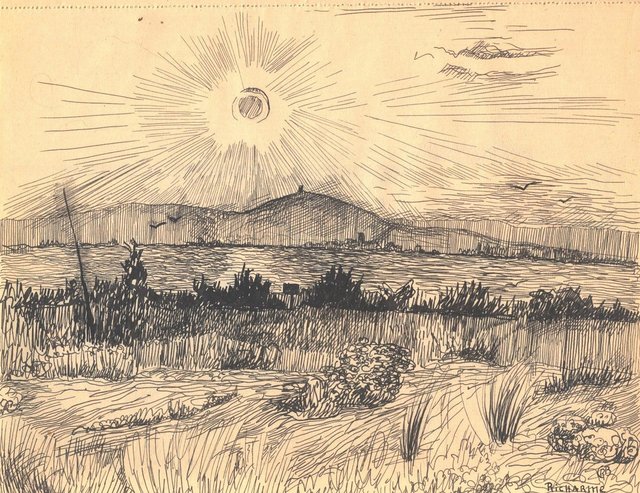 Soleil sur la Gardiole, 1947, carnet n°2, gouache