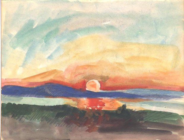 Soleil couchant, gouache, 1948