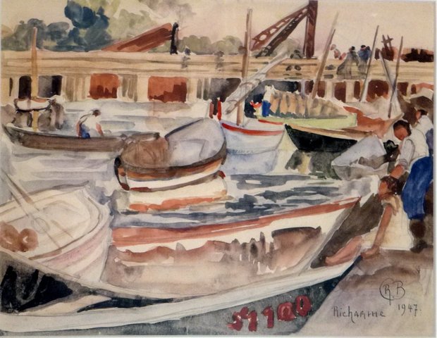 Port de Palavas, 1947, gouache