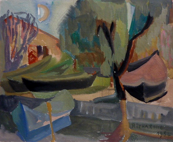 Lune d'hiver à Palavas, 1954, gouache