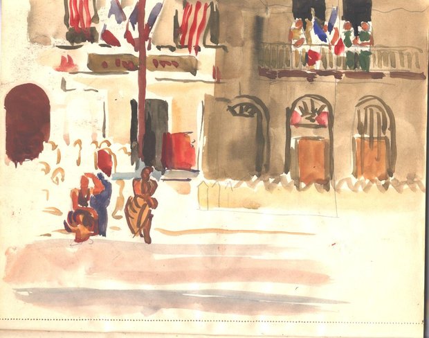 À Palavas, 1948, carnet n°9, gouache