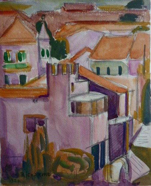 Palavas, maisons, 1954, gouache