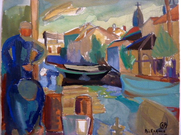 Le Lez à Palavas, 1954, gouache