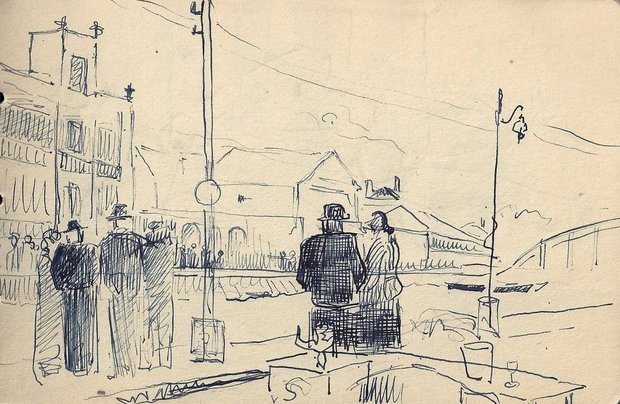 Canal de Palavas, rive gauche, 1940, stylo-bille