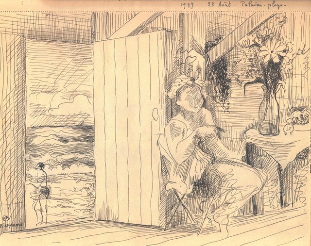 Palavas, août, 1947, carnet n°2, encre