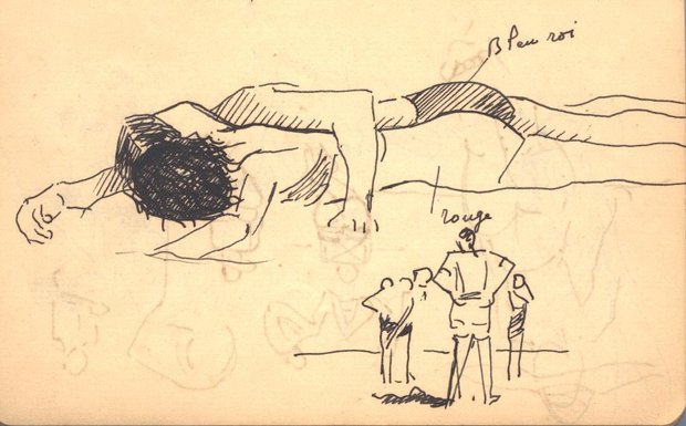 Scène de plage, 1939, carnet n°30, stylo-bille