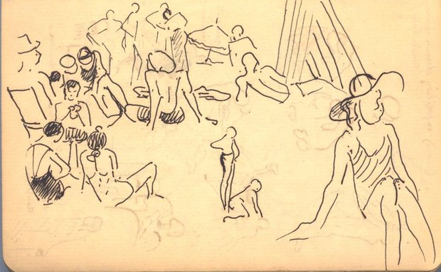 Scène de plage, 1939, carnet n°30, stylo-bille