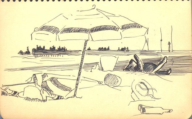 Scène de plage, 1939, carnet n°30, stylo-bille