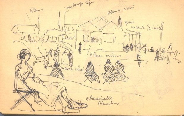 Scène de plage, 1937, carnet n°33, stylo-bille