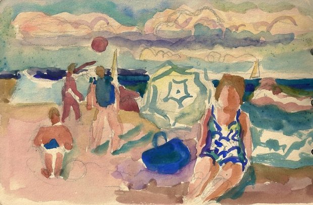 Scène de plage, 1940, carnet n°37, stylo-bille