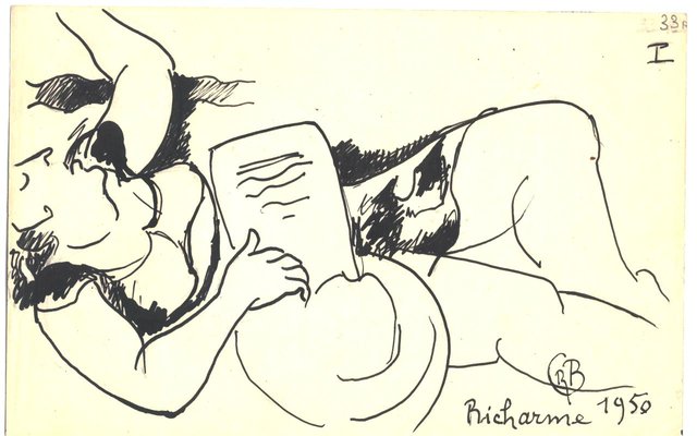 Femme sur la plage, 1950, carnet n°44, stylo-bille