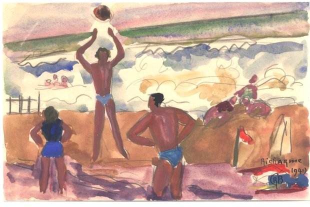 Palavas, 23 septembre 1949, gouache